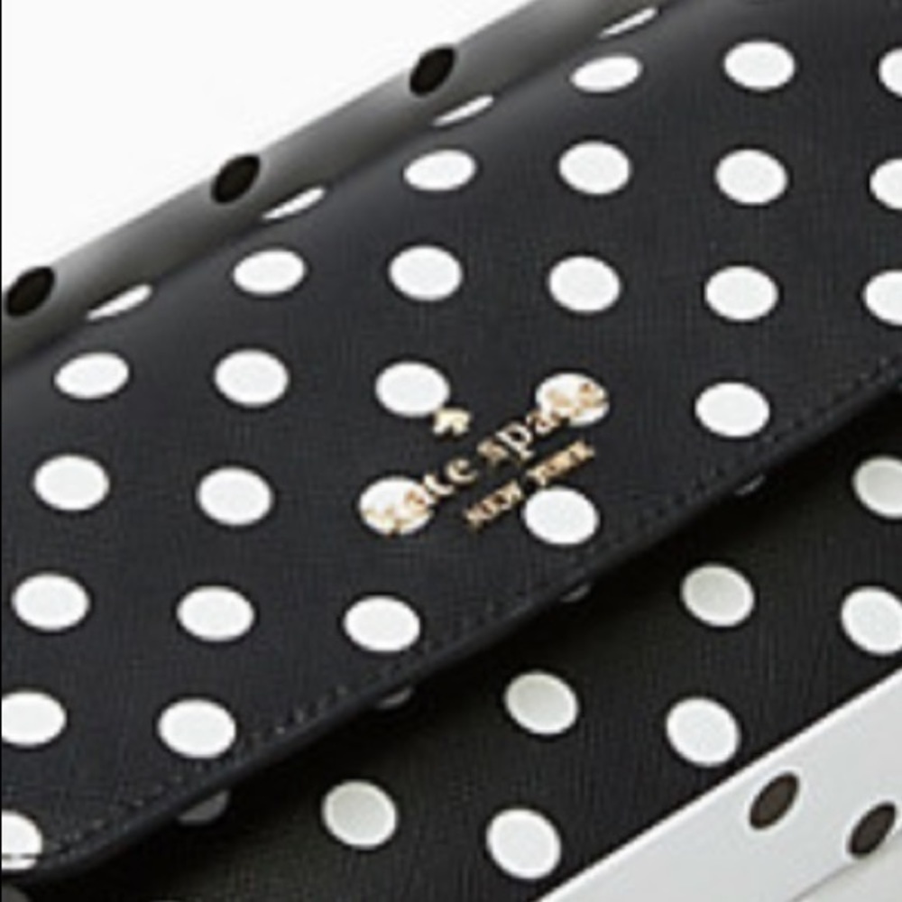 Kate Spade Black & White Polka Dot Med Phone Wristlet Clutch NWT - Picture 5 of 7